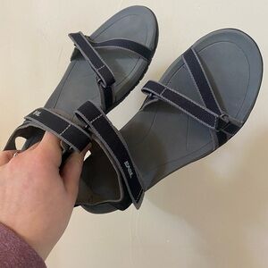 Teva Verra Black Gray Sport Sandals Adjustable Hiking Outdoor Comfort Women 7.5